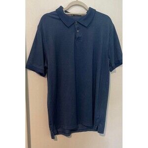 Members Mark Mens Polo SS Shirt Blue Pima Cotton Blend Size Large